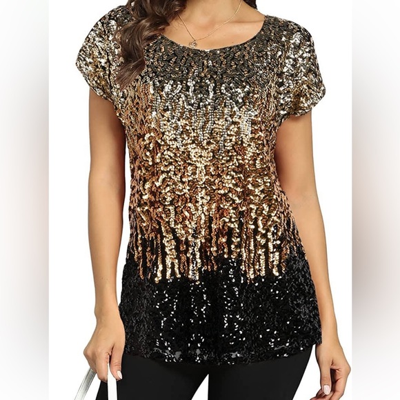 pretty guide Tops - Pretty Guide women’s black Sequin Top size XS